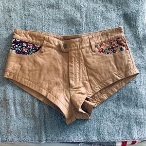 Spell & The Gypsy Festival Burning Man Coachella Embroidered Leather Shorts Boho